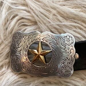 Western Texas Ranger Floral Engraved Buckle full grain Levi Leather Belt 40